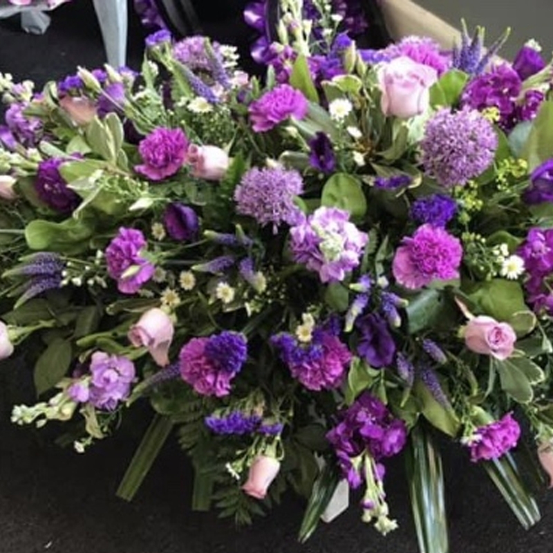 Coffin Spray Shades of Purples and Lilacs